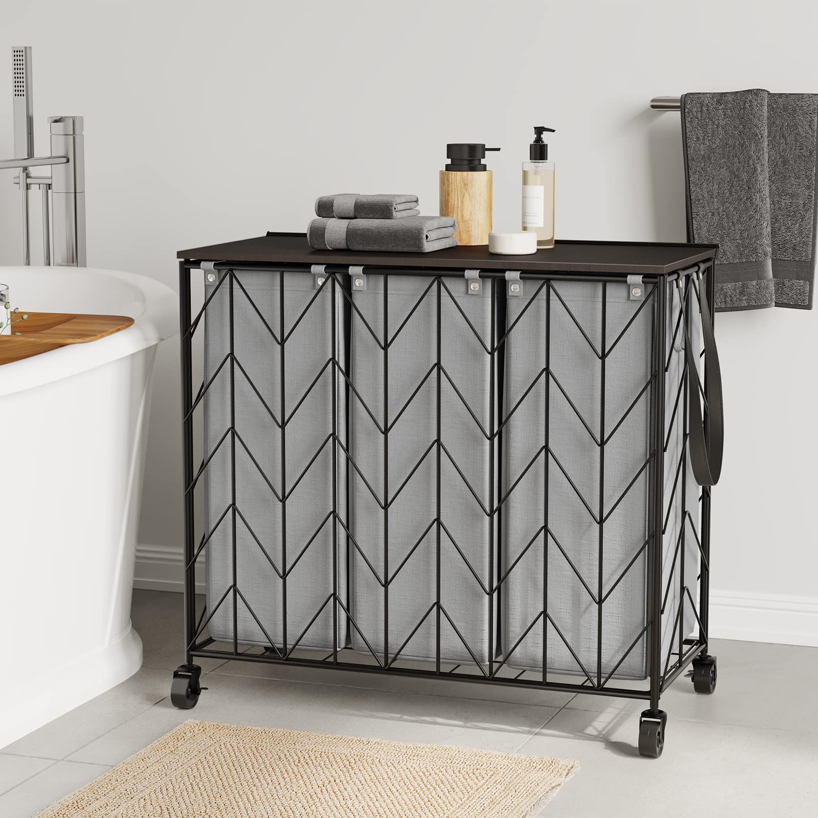 Amazon.com: WOWLIVE Laundry Basket with Wheels, 142L Hamper 3